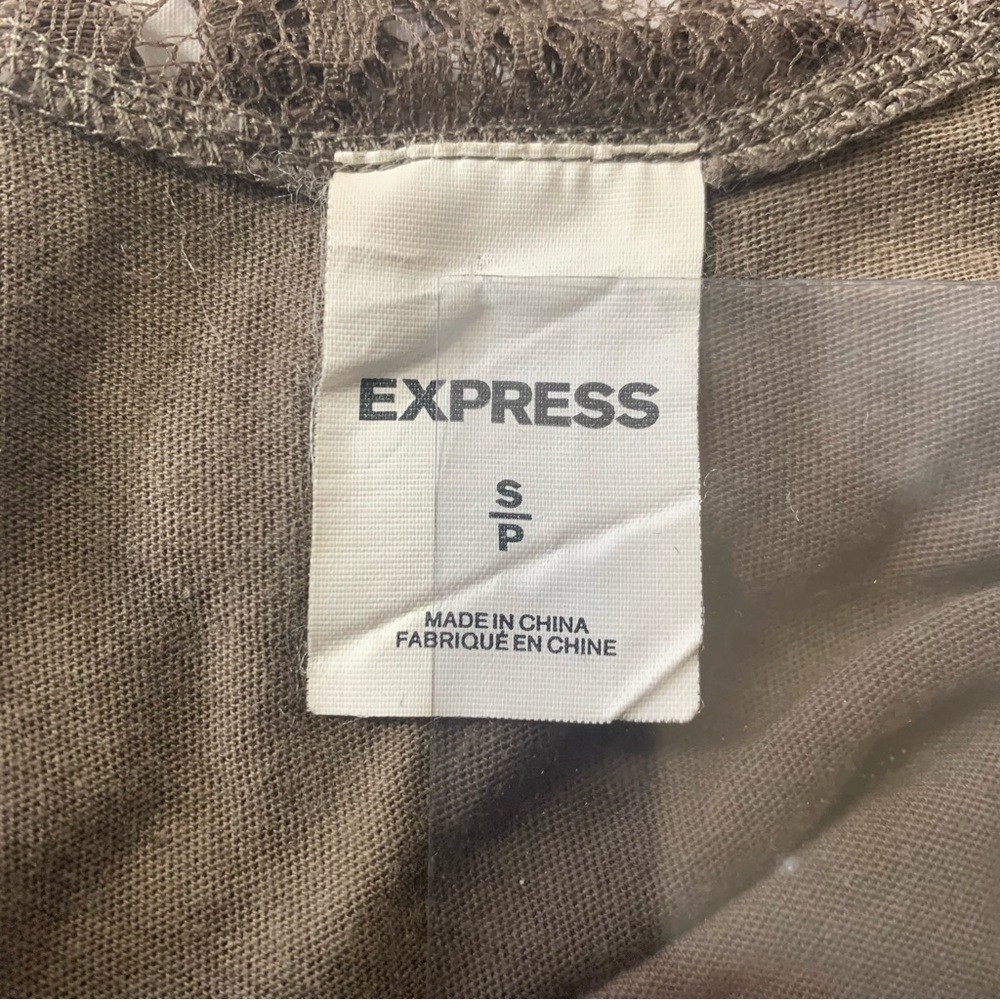 Express Camisole Lace New Year’s Eve Racer Back Tank Lined BlousonHem Y2K Taup S - Picture 10 of 12
